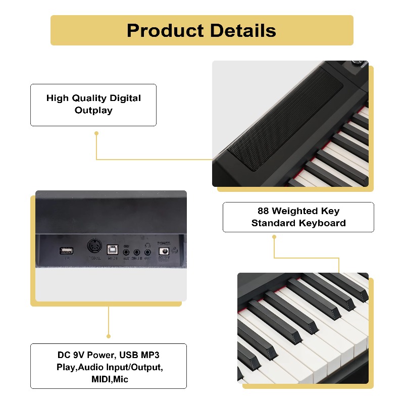 MY-806 휴대용 88건반 해머링 전자 오르간 디지털 - Midi Keyboard Controller 88 Key 리뷰 및 가격