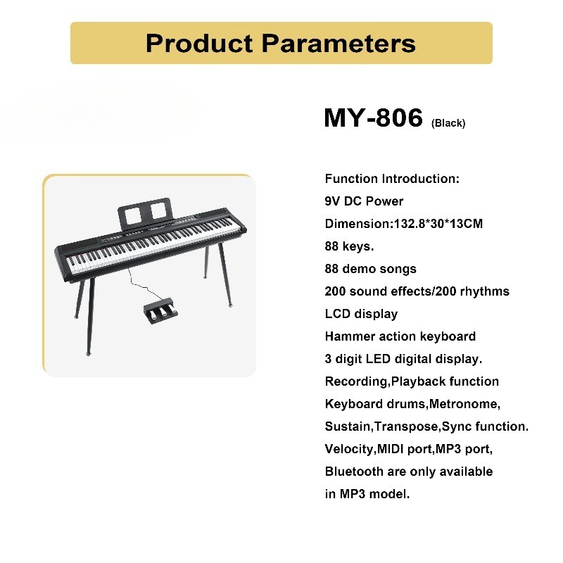 MY-806 휴대용 88건반 해머링 전자 오르간 디지털 - Midi Keyboard Controller 88 Key 리뷰 및 가격