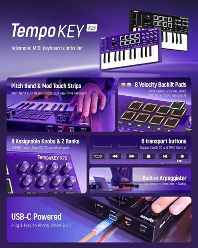 Synido Tempokey K25 USB MIDI 키 - Groovebox Drum Machine 리뷰 및 가격